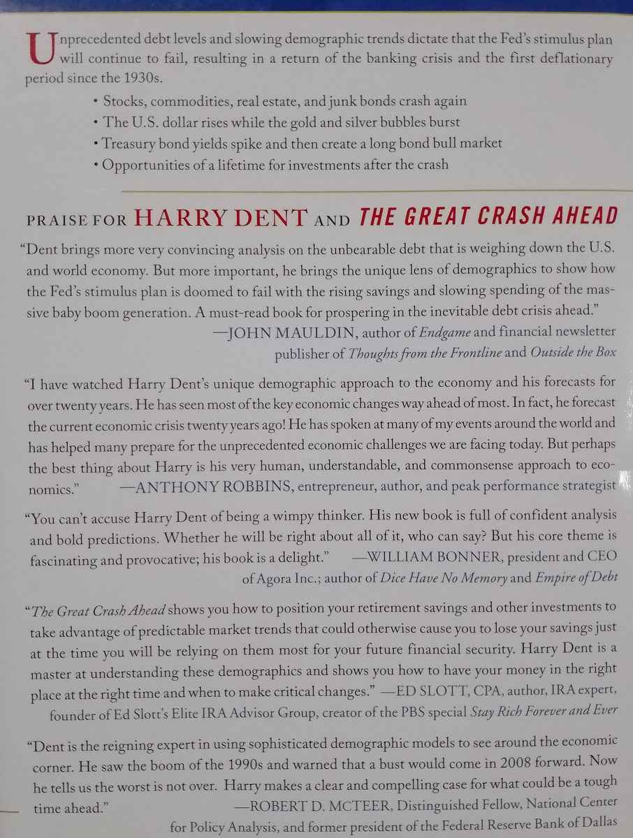 The Great Crash Ahead by Harry S. Dent, Jr. Books for Less Online Bookstore