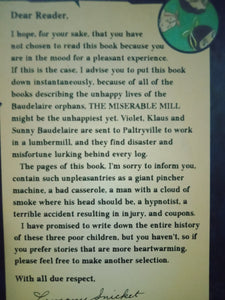 A Series Of Unfortunate Events: The Miserable Mill by Lemony Snicket