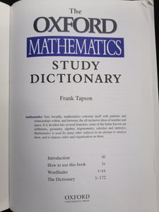 OXFORD Mathematics Study Dictionary By Frank Tapson