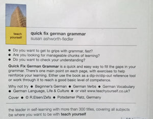 Teach Yourself Quick Fix German Grammar